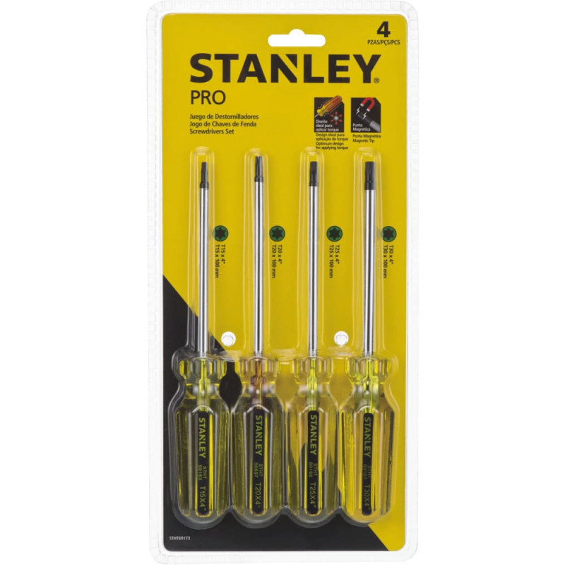 JUEGO DE 6 DESTORNILLADORES PRO, 4 PLANOS Y 2 PHILLIPS. MARCA STANLEY