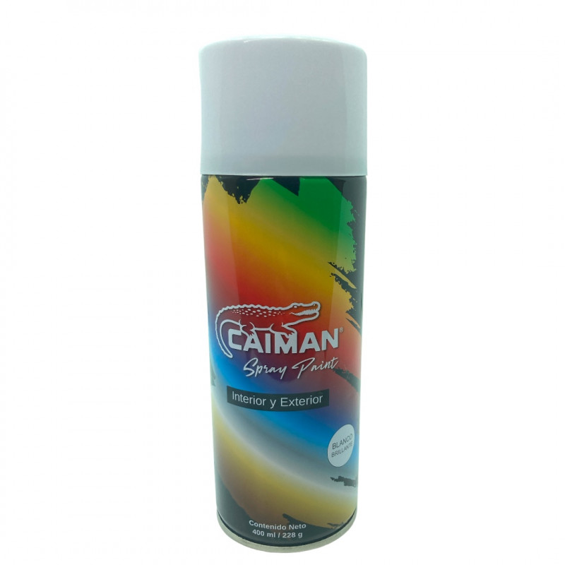 PINTURA EN SPRAY COLOR BLANCO BRILLANTE. MARCA CAIMAN