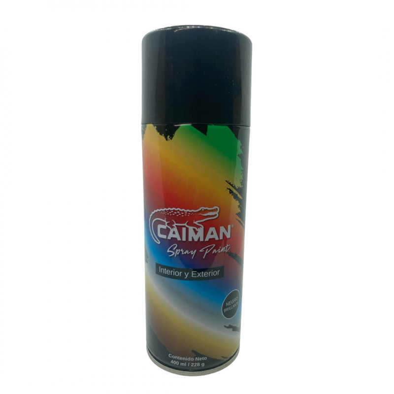 Pintura en spray color negro brillante marca caimán Pintura en spray color negro brillante marca caimán