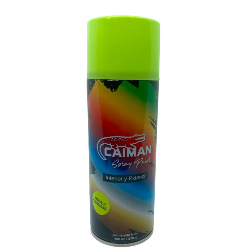 PINTURA EN SPRAY COLOR AMARILLO FLUORECENTE. MARCA CAIMAN
