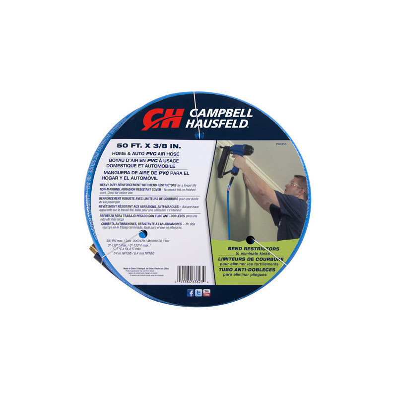 ABN Manguera de compresor de aire de 50 pies 3/8 pulgadas - 300 PSI  Manguera de aire flexible de PVC ligera y resistente