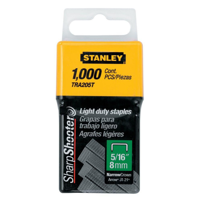 GRAPAS PARA ENGRAPADORA, USO LIGERO, 5/16 PULG, 1,000 PIEZAS, PARA USAR EN  TR35, TR40, TR45. MARCA STANLEY